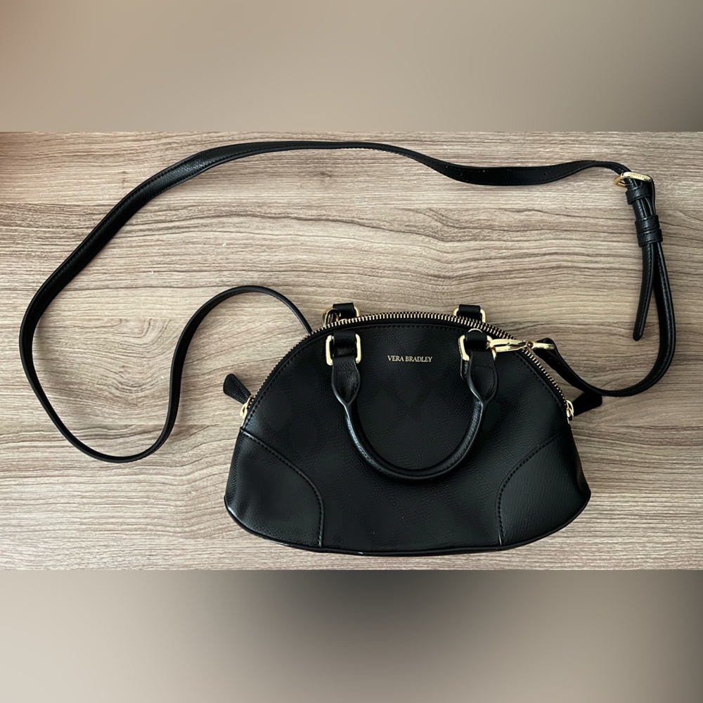 Small Black Leather Vera Bradley Purse